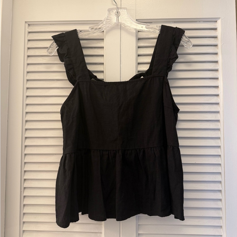 ASOS Black Tank with Ruffle Straps and Back Tie